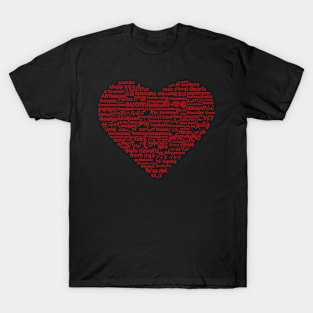 Love of Languages, Red on Black T-Shirt